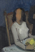 Load image into Gallery viewer, Mid Century Original Dining Scene Oil Painting from Sweden
