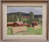 Mid Century Original Vintage Farmhouse Oil Painting from Sweden