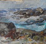 Vintage Art Coastal Oil Painting from Sweden