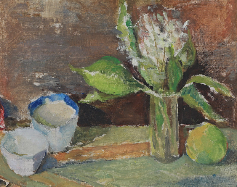 Swedish Vintage Mid Century Art Still Life Oil Painting