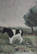 Vintage Art Room Original Oil Painting of Cows From Sweden