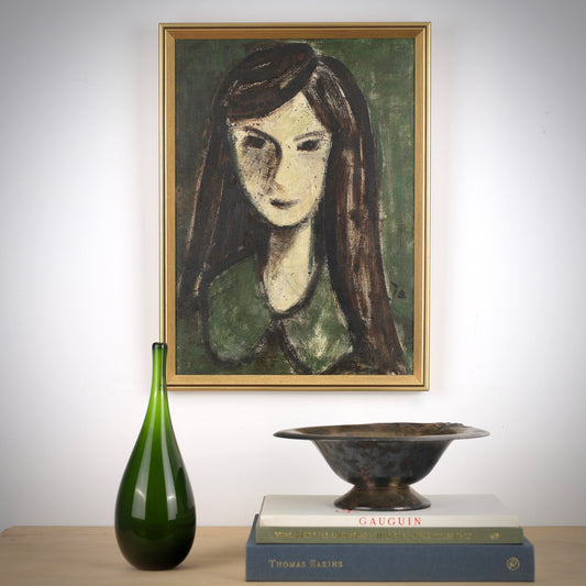 Vintage Woman's Portrait Oil Painting From Sweden