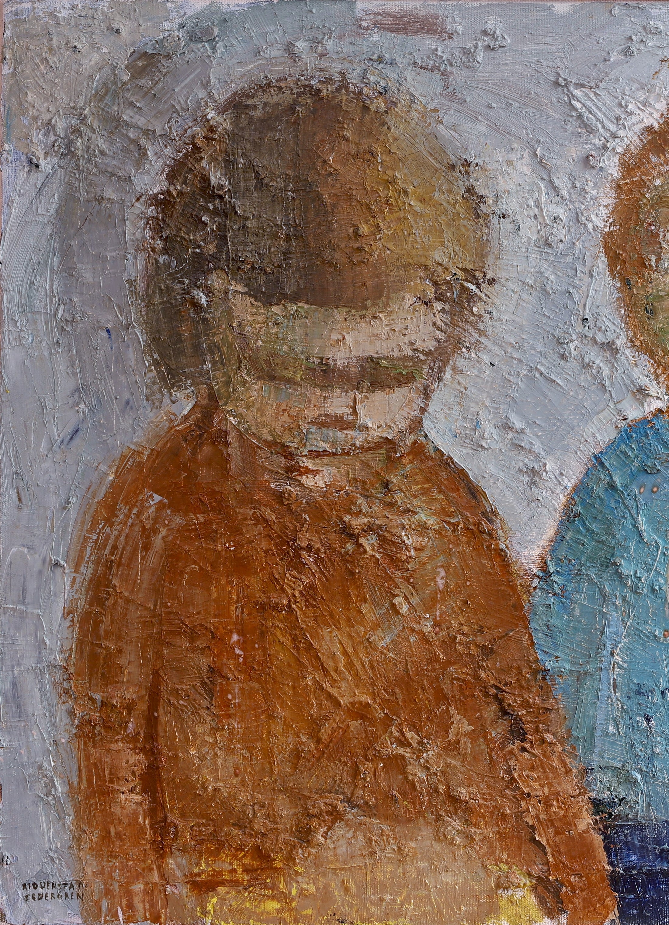 Vintage Children's Portrait Oil Painting From Sweden