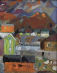 Load image into Gallery viewer, Colorful Mid Century Original Vintage Oil Painting from Sweden
