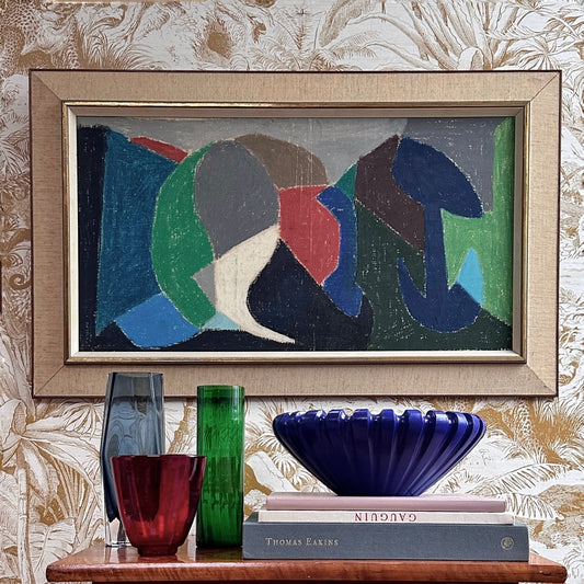 Mid Century Original Vintage Oil Painting from Sweden