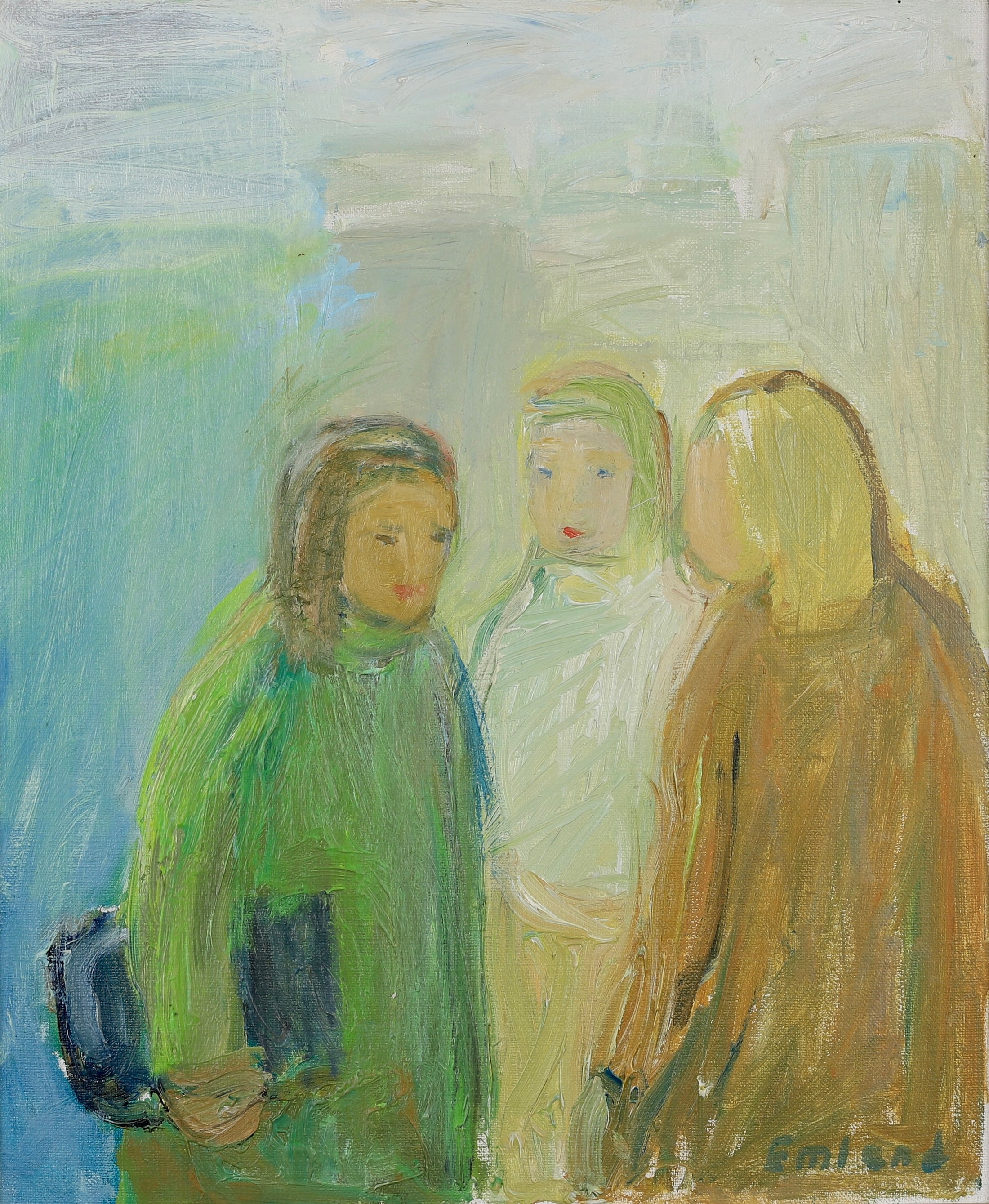 Mid Century Original Vintage Oil Painting from Sweden