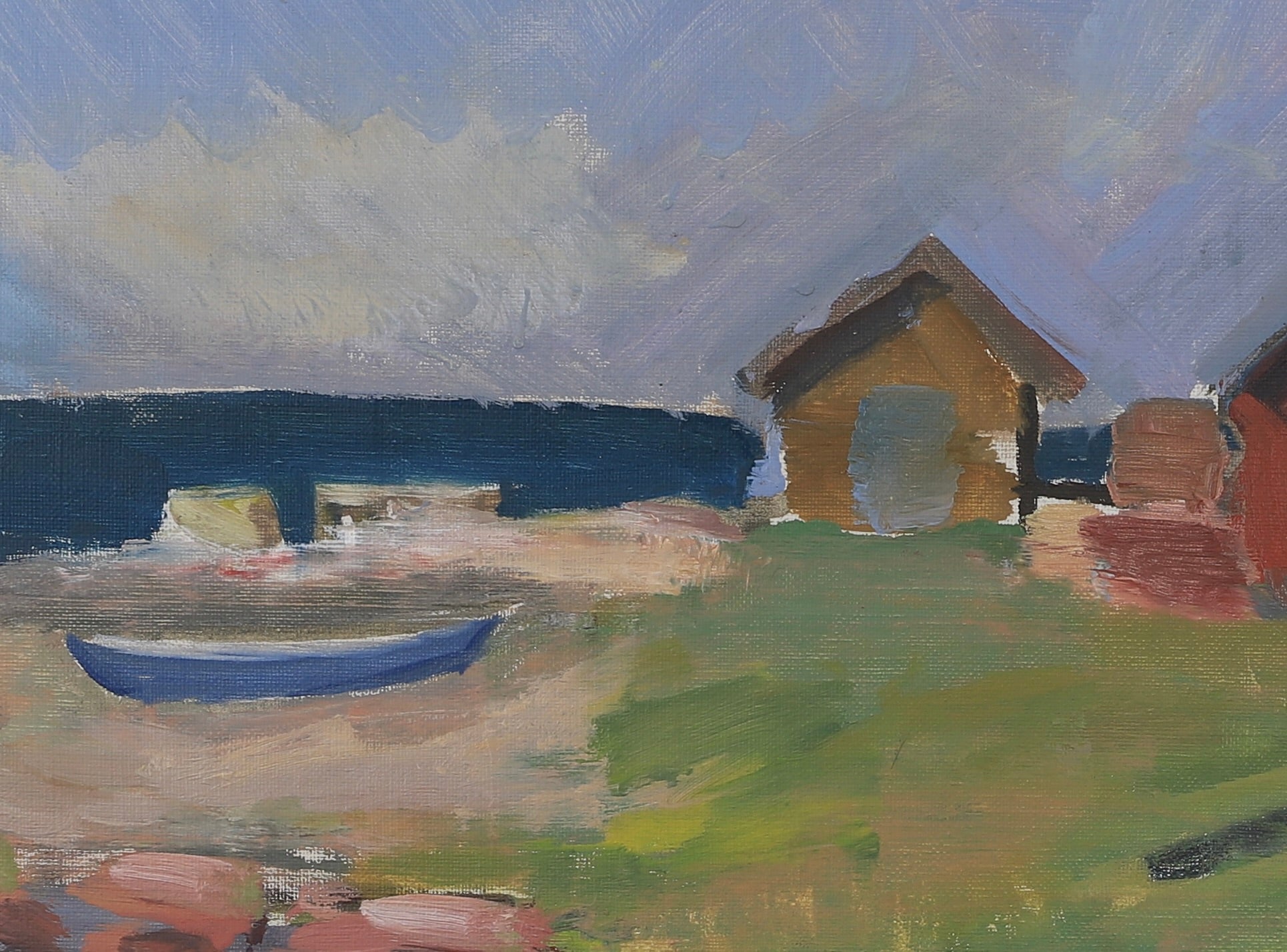 Vintage Coastal Painting by T Nilsson from Sweden