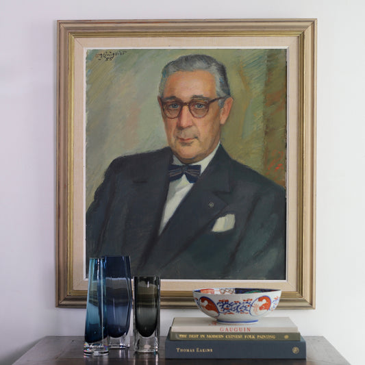 Original Vintage Portrait Oil Painting From Sweden by C Lindquist 1955
