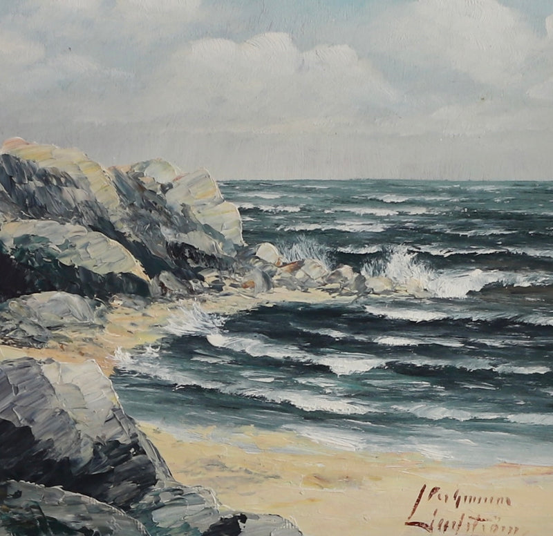 Vintage Coastal Painting by from Sweden by Lindström