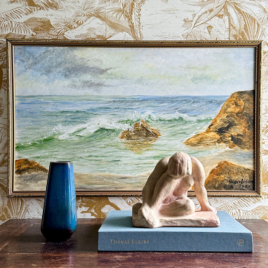 Vintage Mid Century Seascape Oil Painting From Sweden 1977