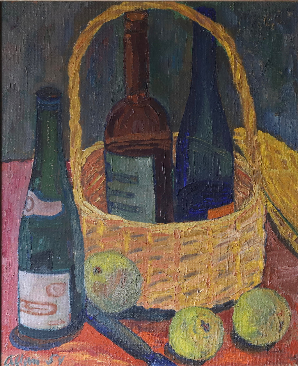 Vintage Mid Century Still Life Oil Painting from Sweden