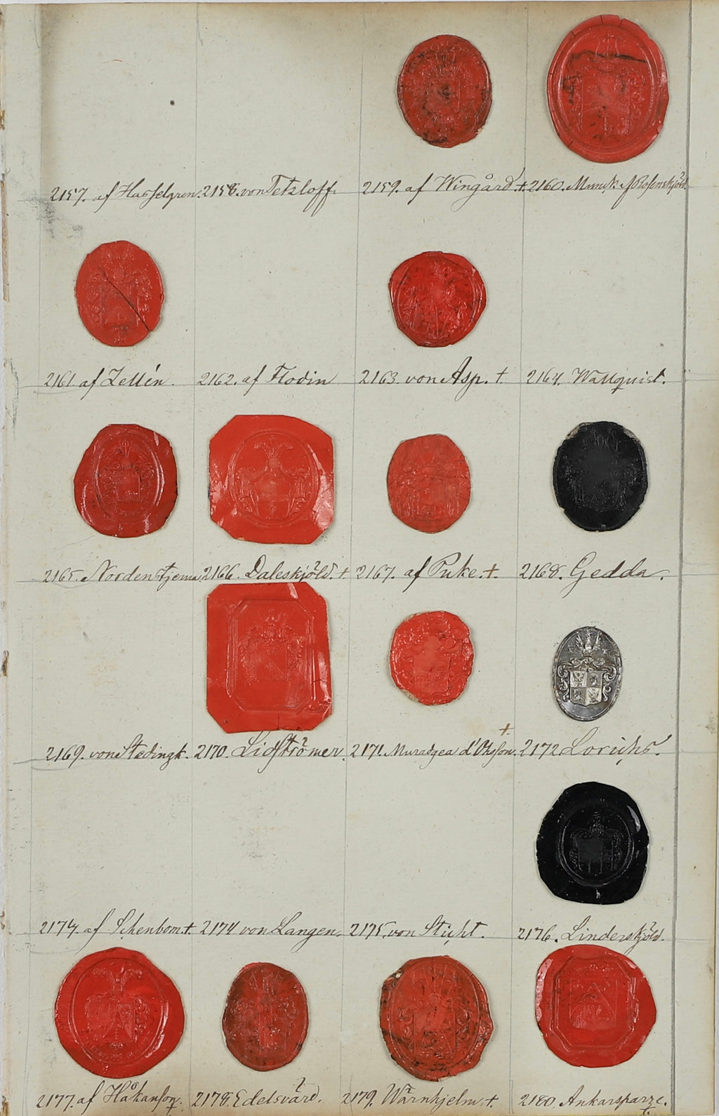 Antique 18th Century Heraldic Wax Seals From Sweden