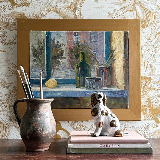 Vintage Art Room Mid Century Still Life Oil Painting From Sweden