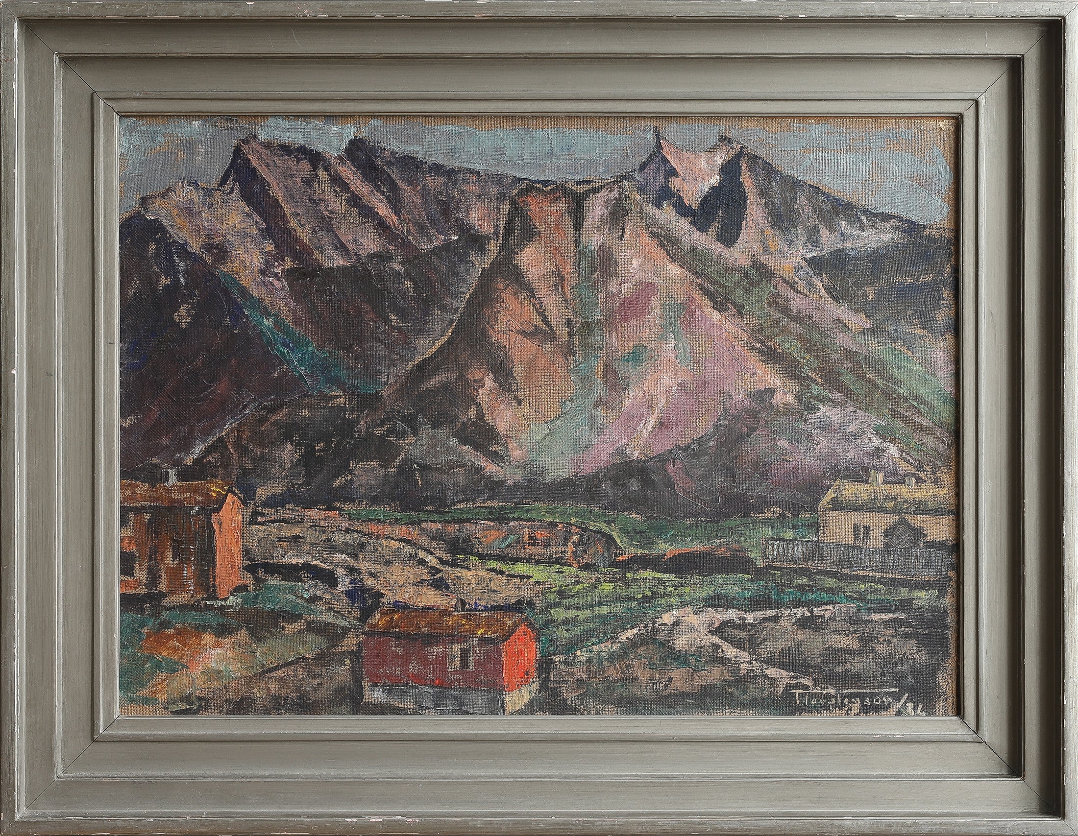 Vintage Original Coastal  Oil Painting of Lofoten From Sweden