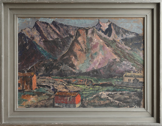Vintage Original Coastal  Oil Painting of Lofoten From Sweden