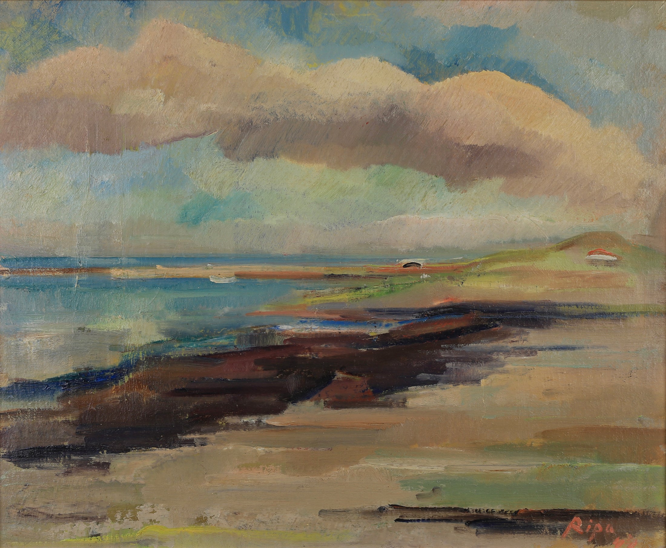 Vintage Original Coastal Oil Painting By H Ripa From Sweden 1944