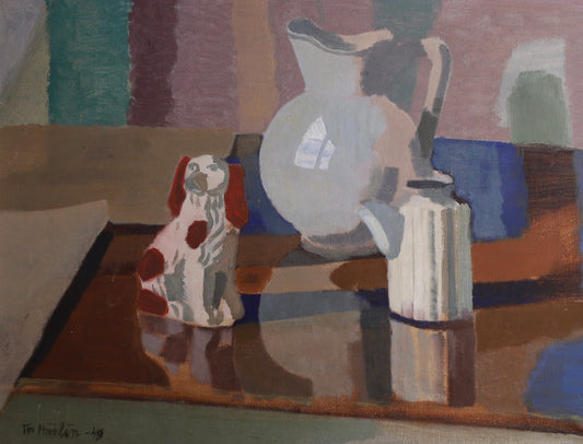 Vintage Art Room Original Still Life Oil Painting Sweden 1949