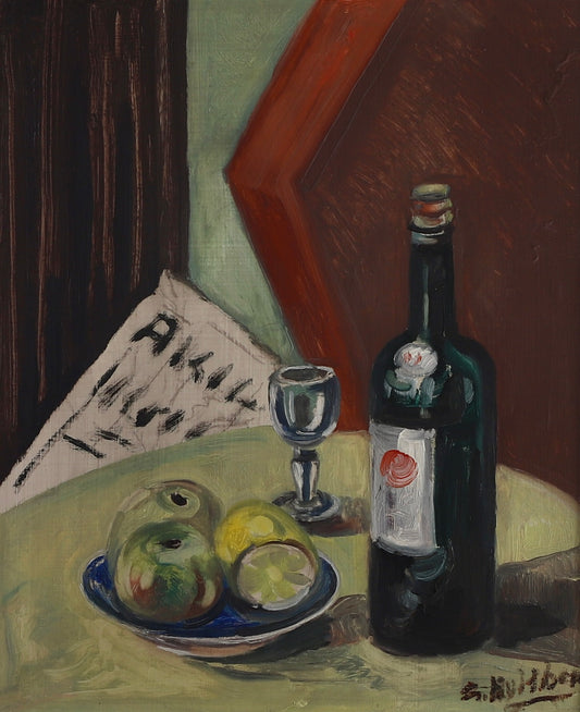 Original Vintage Mid Century Still Life Oil Painting from Sweden