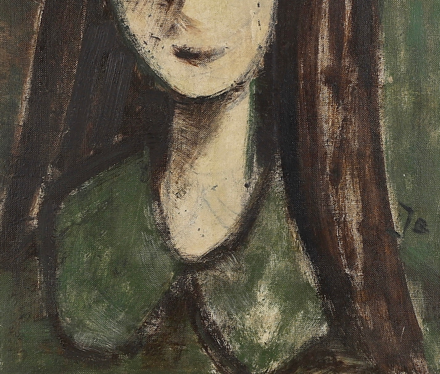 Vintage Woman's Portrait Oil Painting From Sweden