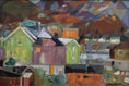 Load image into Gallery viewer, Colorful Mid Century Original Vintage Oil Painting from Sweden
