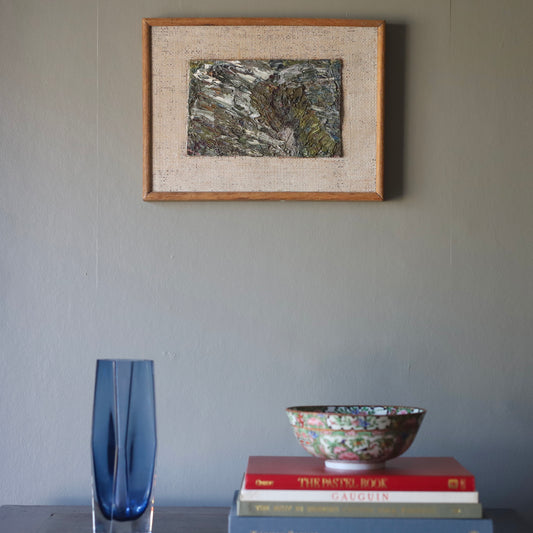 Mid Century Vintage Art Abstract Oil Painting From Sweden