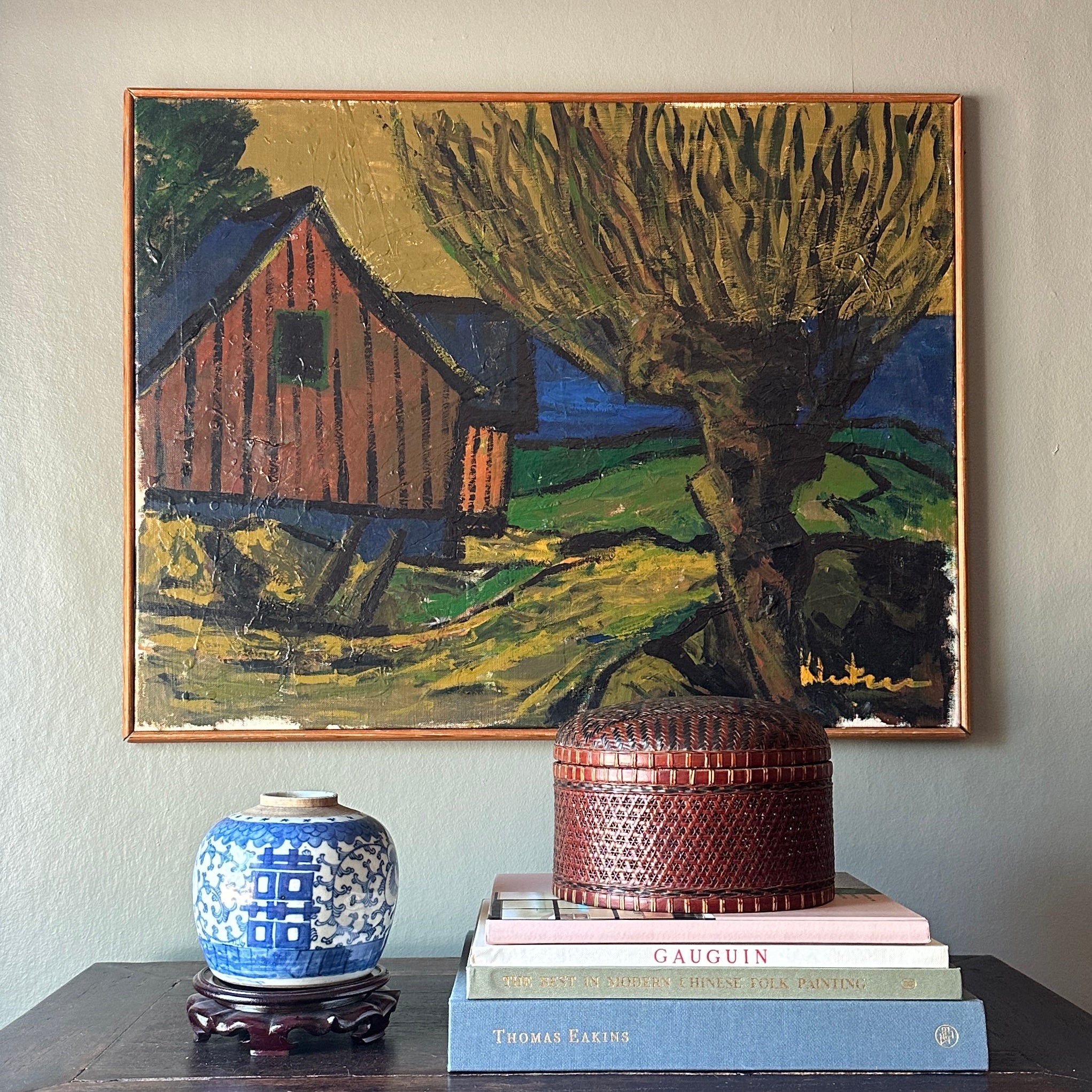 Mid Century Original Oil Painting From Sweden by K Christensen