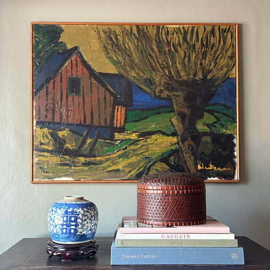 Mid Century Original Oil Painting From Sweden by K Christensen