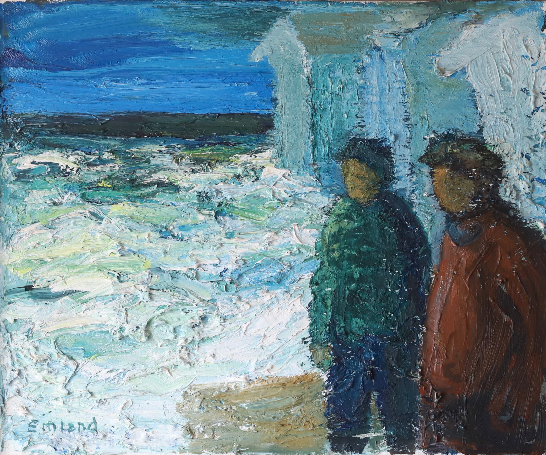Vintage Mid Century Expressionist Oil Painting from Sweden