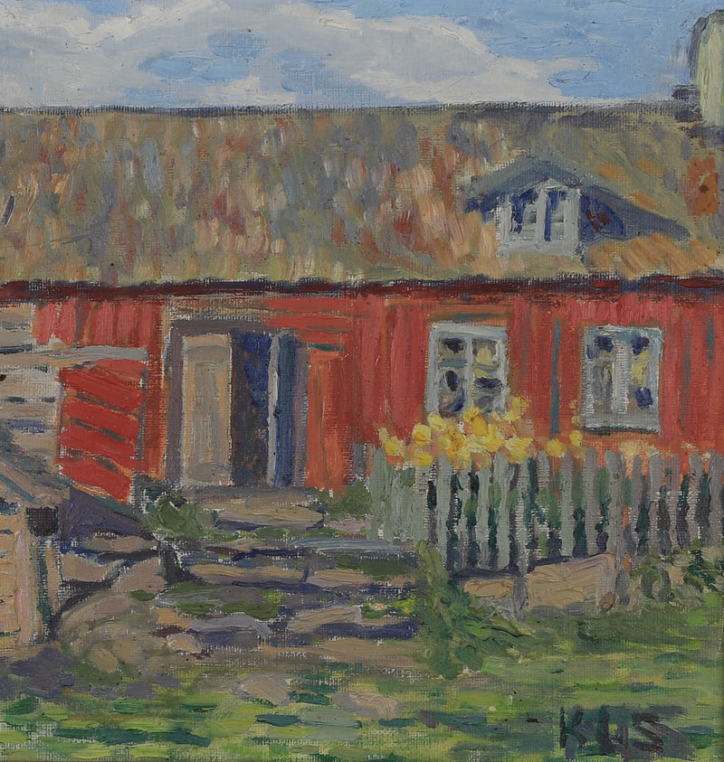 Vintage Art Mid Century Farmhouse Oil Painting From Sweden
