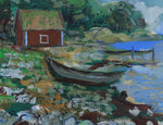 Vintage Coastal Painting by from Sweden by B Wahlberg