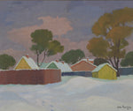 Mid Century Winterscape Oil Painting 1946