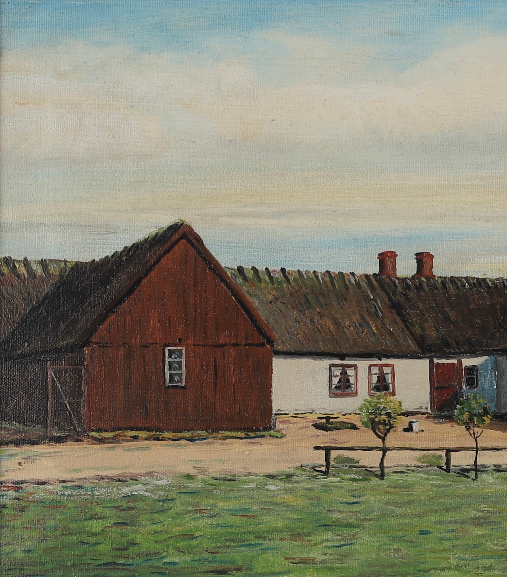 Original Vintage Farmhouse Oil Painting from Sweden