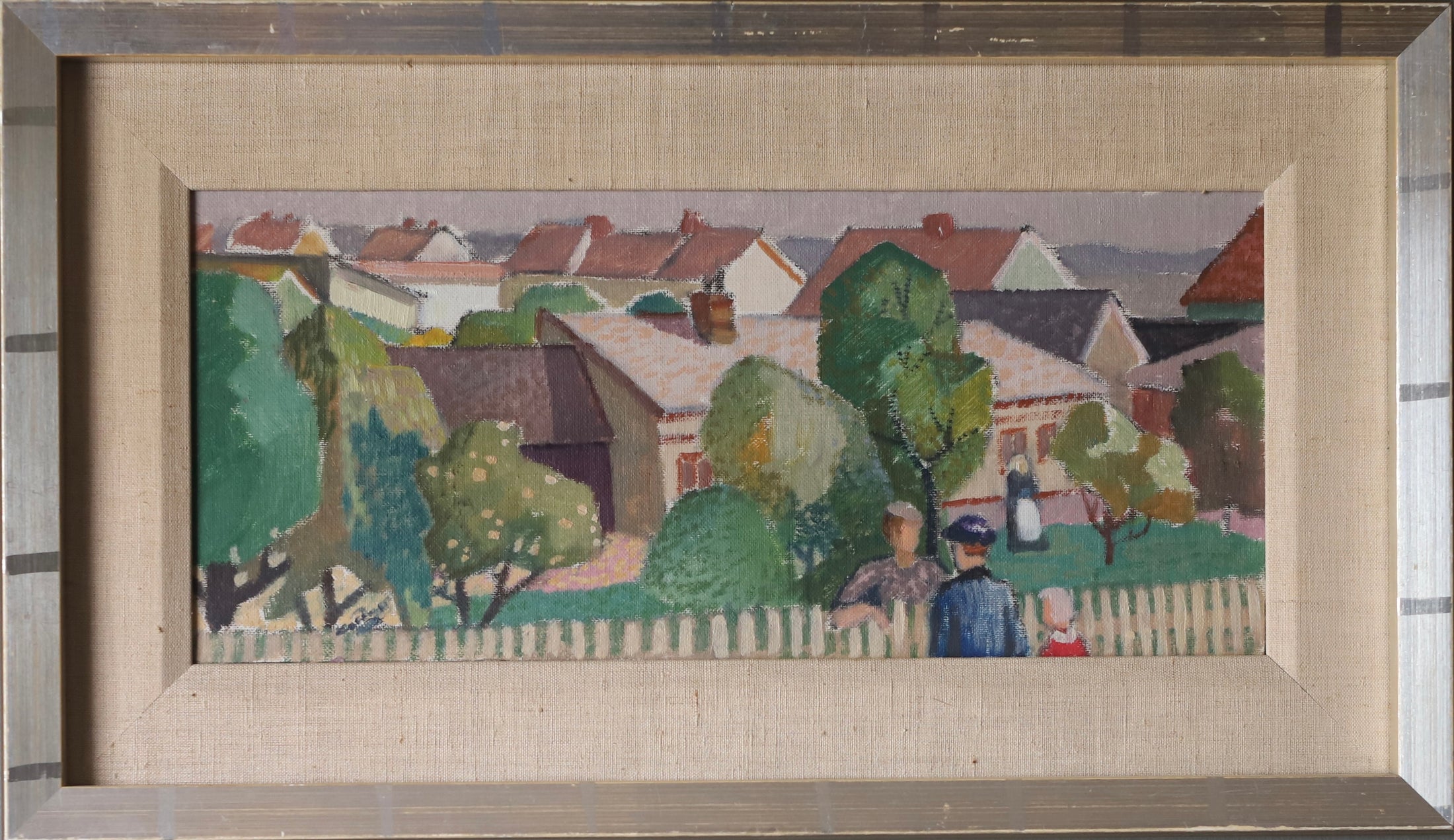 Mid Century Original Vintage Oil Painting from Sweden