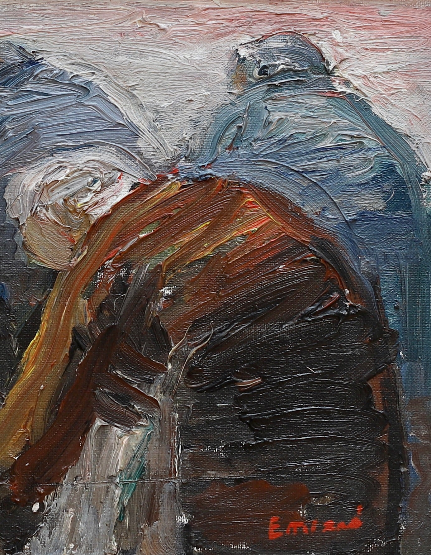 Mid Century Original Vintage Oil Painting from Sweden