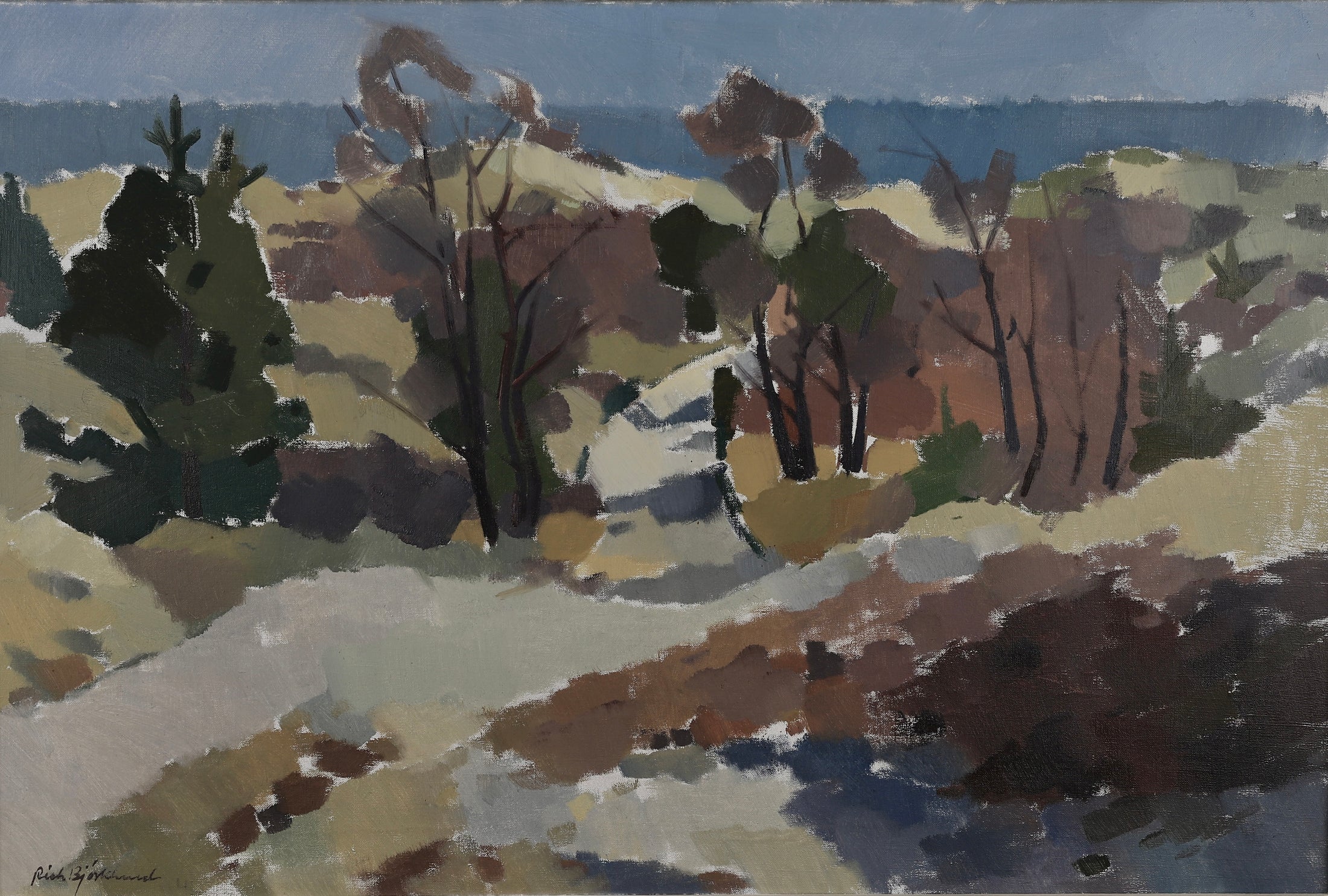Vintage Art Room Original Landscape Oil Painting from Sweden