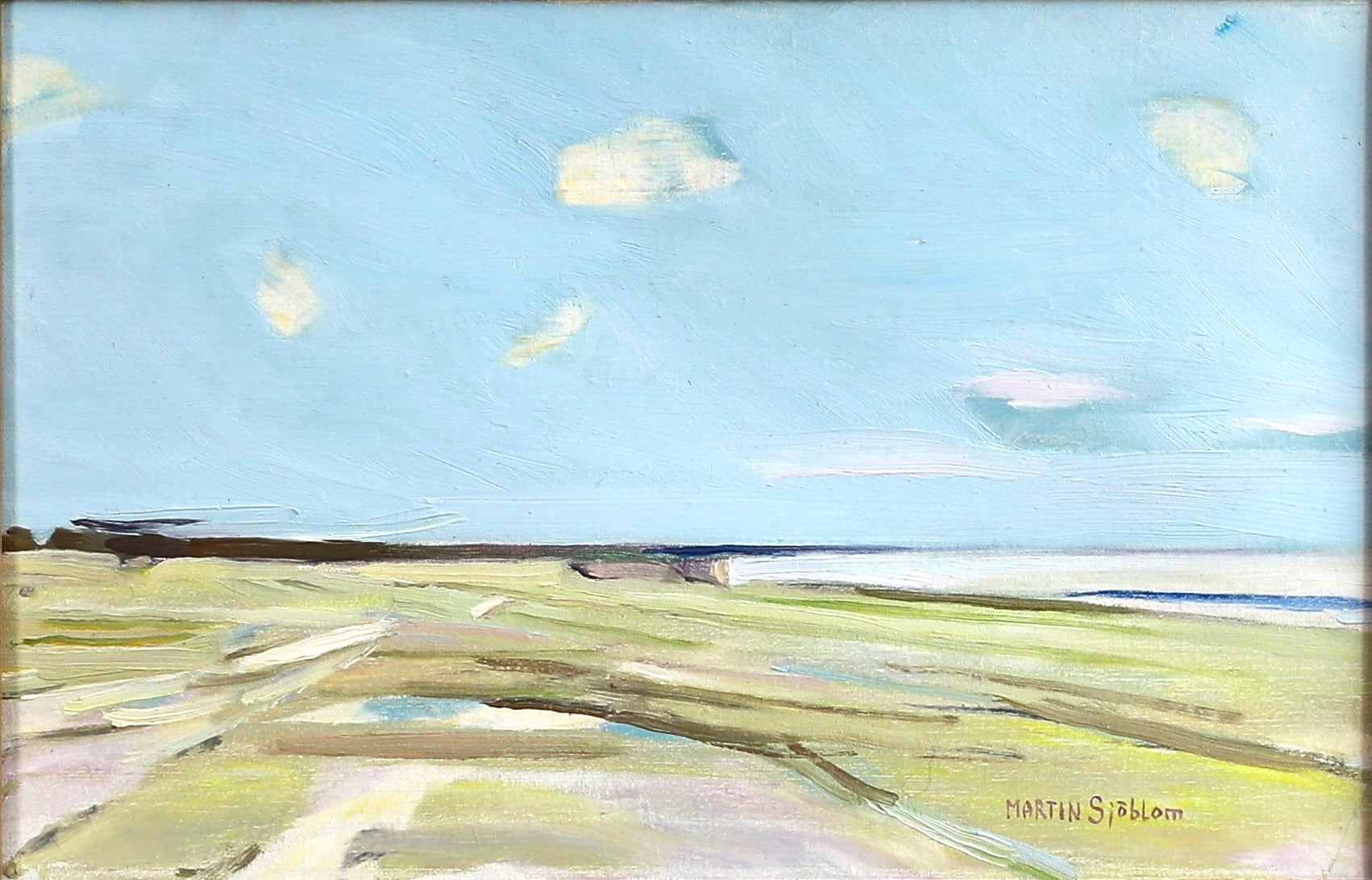 Vintage Art Room Mid Century Original Coastal Oil Painting