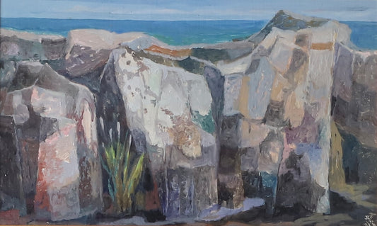 Mid Century Vintage Seascape Painting From Sweden by R Ring