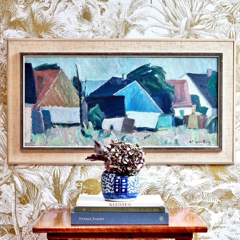 Mid Century Original Coastal Oil Painting From Sweden