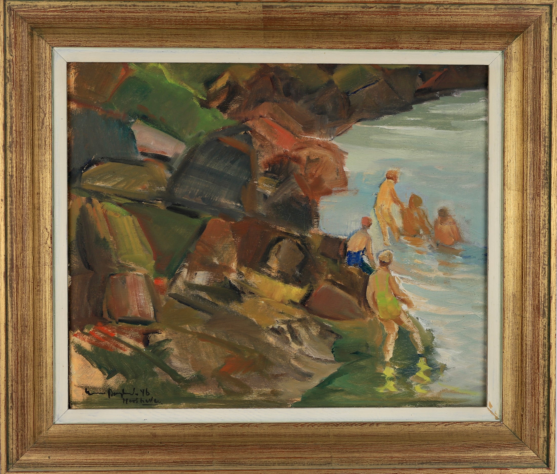 Mid Century Vintage Seascape From Sweden by G Berglund 1946