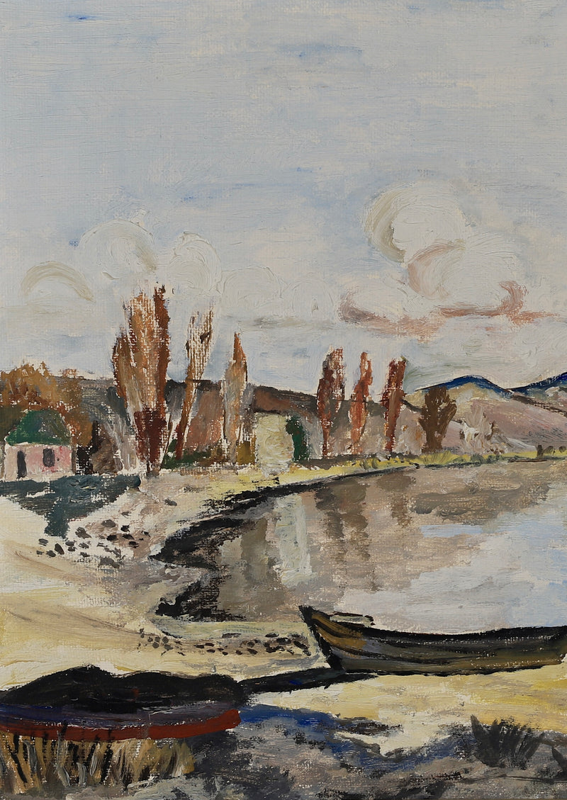 Mid Century Original Coastal Oil Painting From Sweden