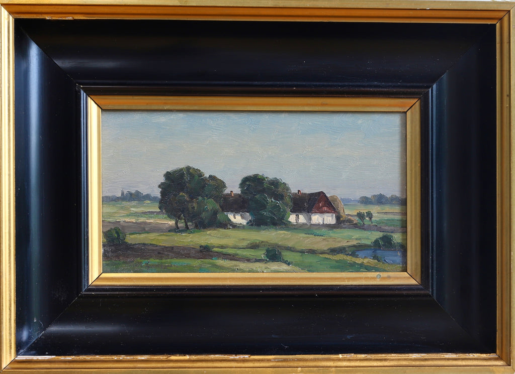 Mid Century Original Vintage Farmhouse Oil Painting from Sweden