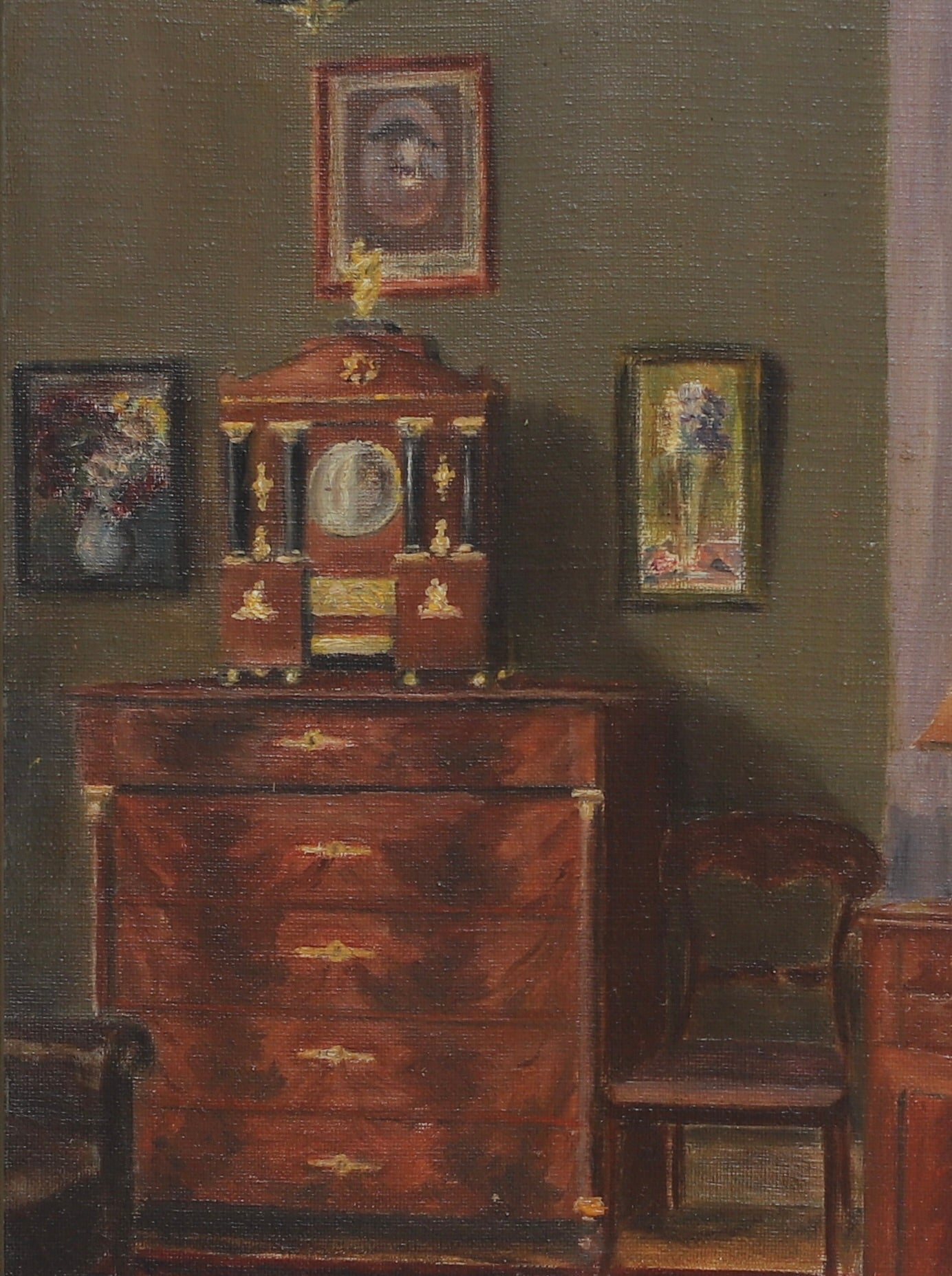 Vintage Art Room Original Interior Oil Painting from Sweden