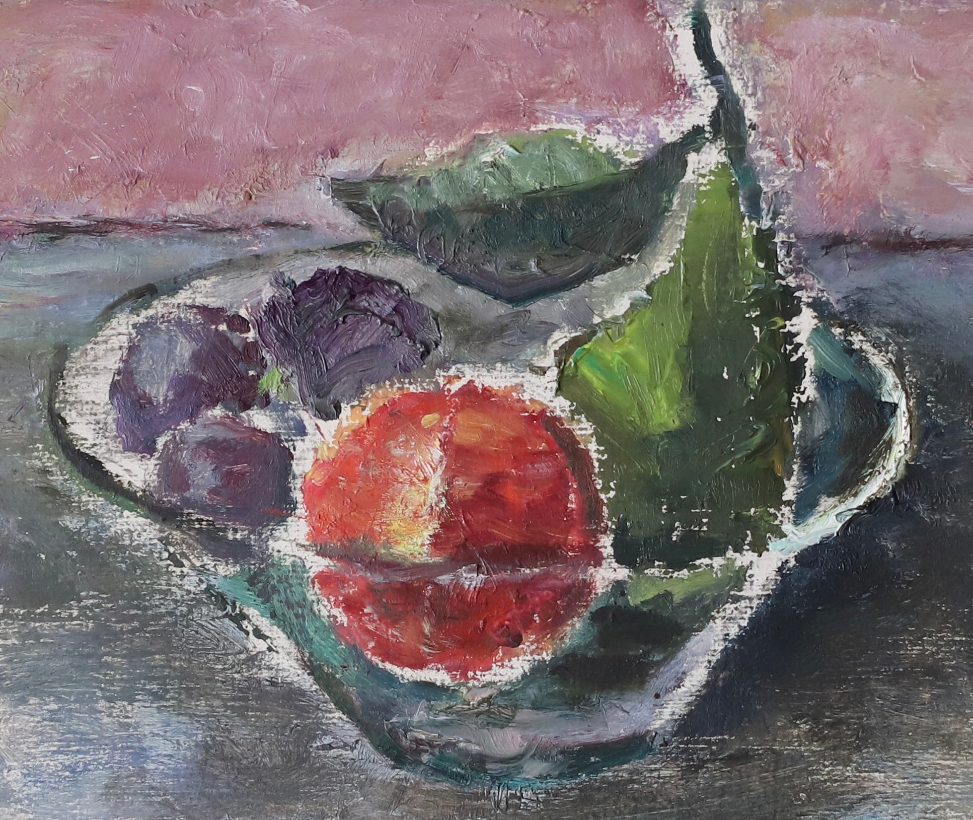 Vintage Mid Century Still Life of Fruit Oil Painting From Sweden