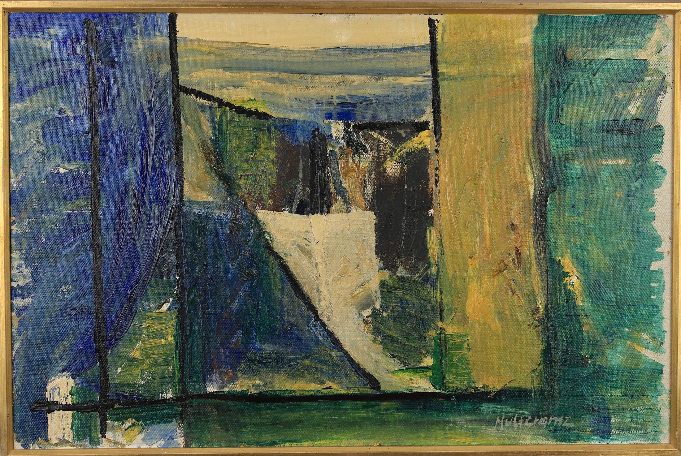 Mid Century Vintage Abstract Painting From Sweden