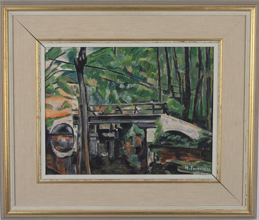 Original Mid Century Landscape Oil Painting from Sweden 1953