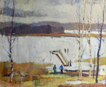 Mid Century Original Oil Painting From Sweden By G Sandberg