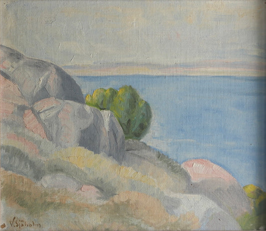 Original Oil Painting Vintage Mid Century From Sweden by V Sjöholm