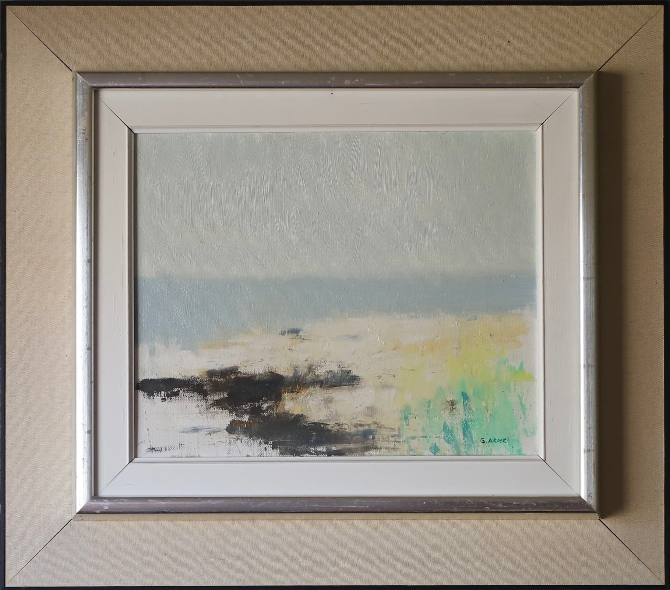Vintage Mid Century Coastal Oil Painting By G Arne Sweden