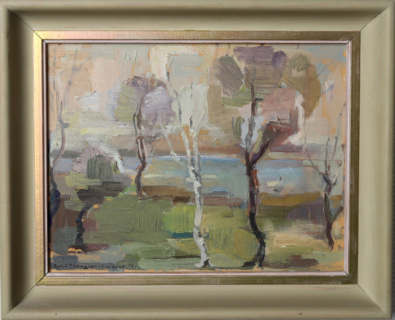 Mid Century Original Landscape Oil Painting From Sweden