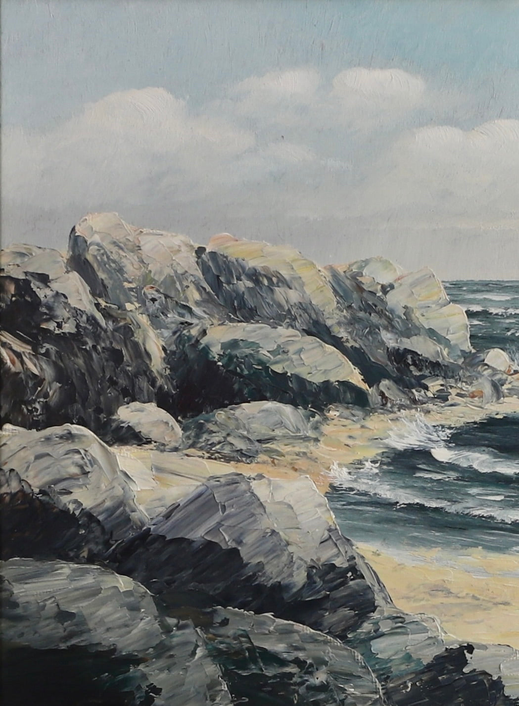 Vintage Coastal Painting by from Sweden by Lindström